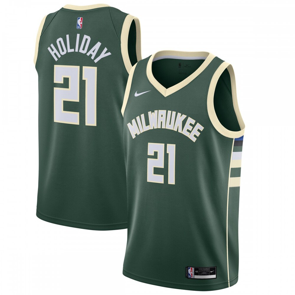Men's Milwaukee Bucks Hunter Edition Icon Swingman Basketball Jersey – Jrue Holiday