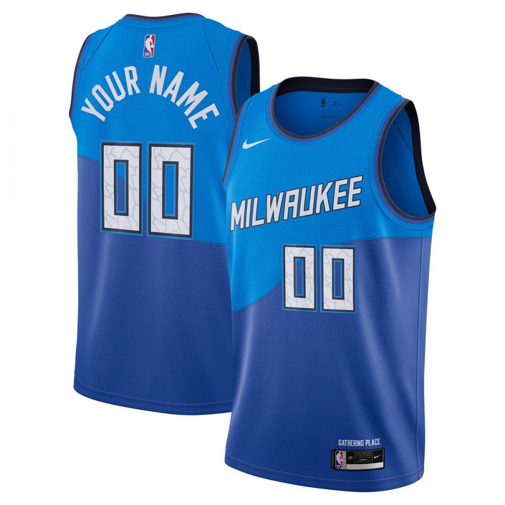 Men's Milwaukee Bucks Blue Custom Edition City Swingman Basketball Jersey