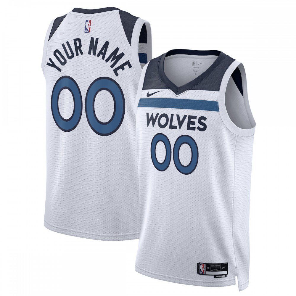 Youth Minnesota Timberwolves White Custom Association Edition Swingman Basketball Jersey