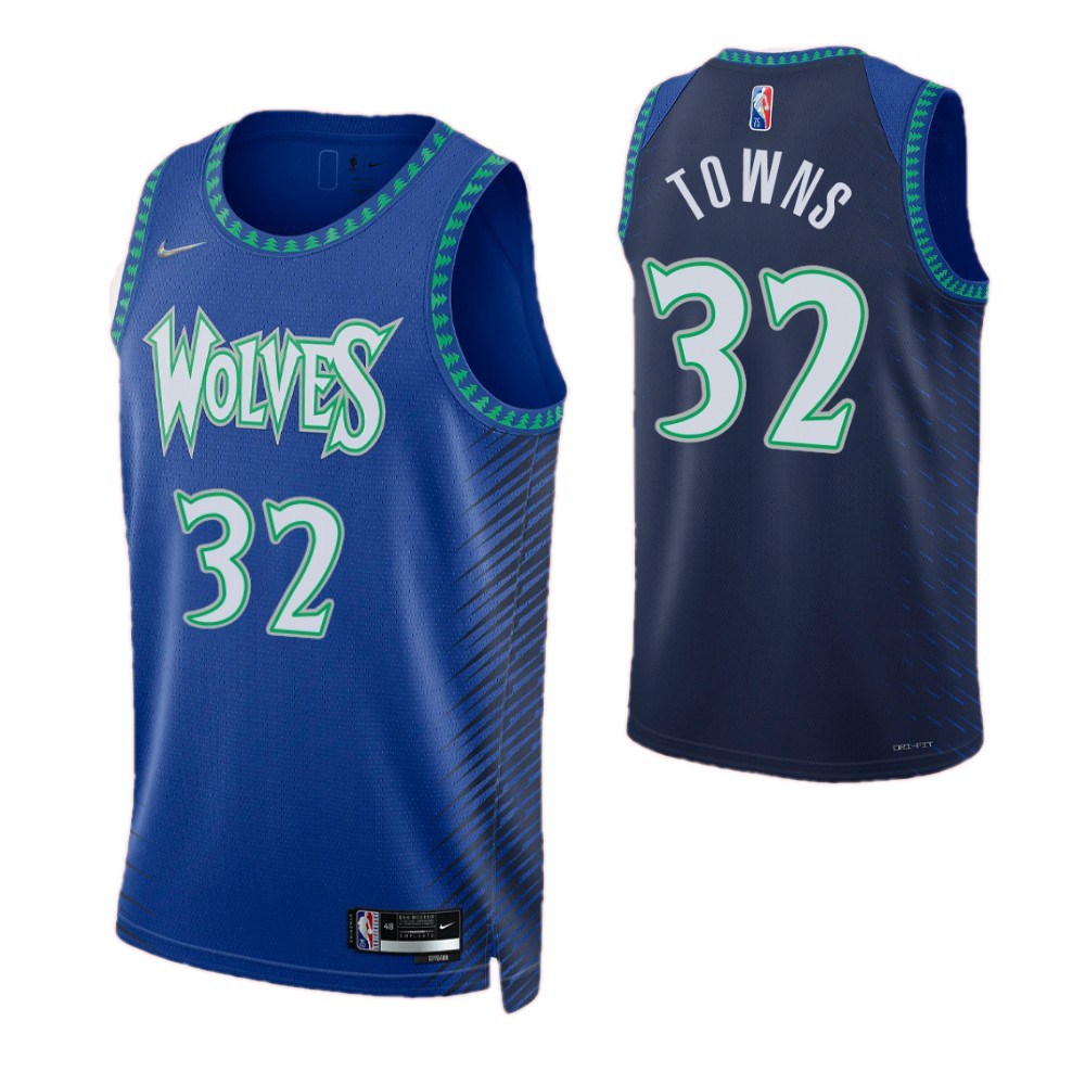 Youth Minnesota Timberwolves Blue Edition City Swingman Towns NBA Basketball Jersey