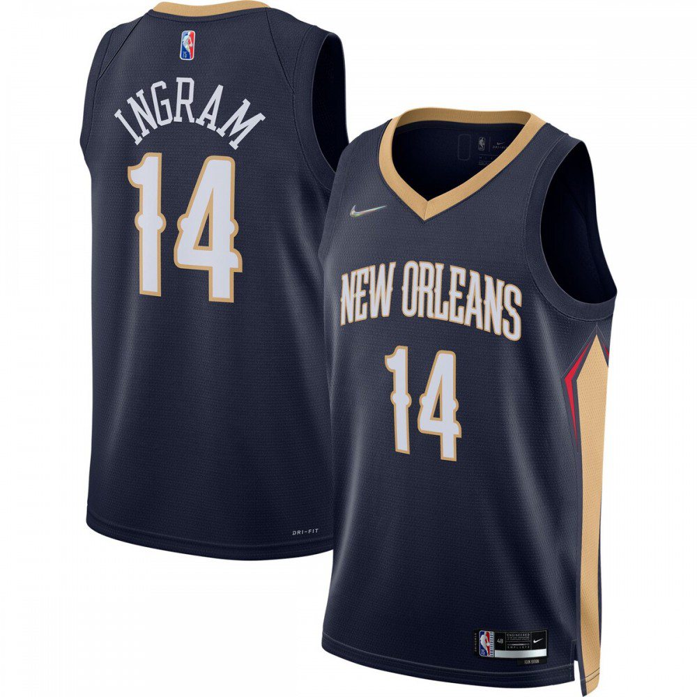 Men's New Orleans Pelicans Navy Diamond Edition Icon Swingman Basketball Jersey – Brandon Ingram