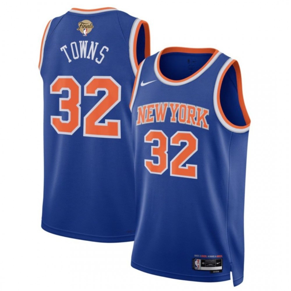 Women's New York Knicks Blue NBA Finals Patch Edition Icon Swingman Basketball Jersey – Karl-Anthony Towns