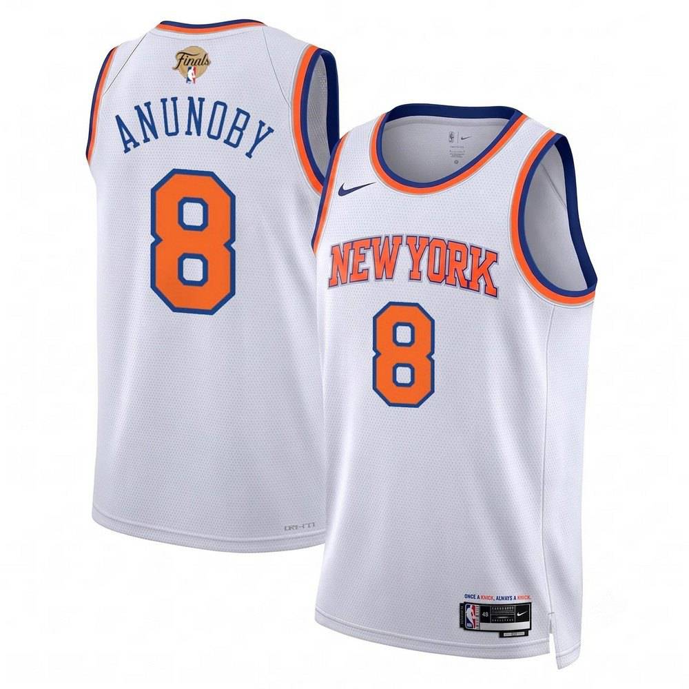Men's New York Knicks White NBA Finals Patch Association Swingman Basketball Jersey – OG Anunoby