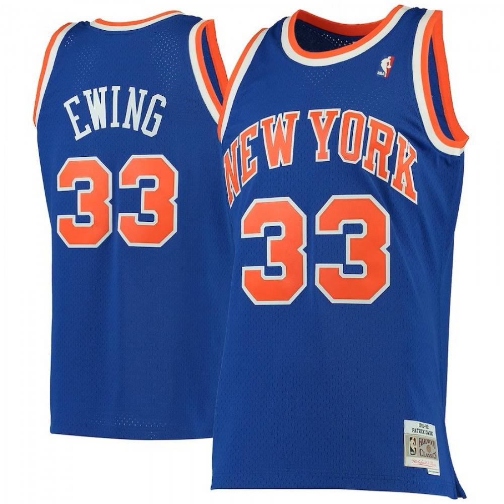 Men's New York Knicks Blue Hardwood Classics Swingman Basketball Basketball Jersey – Patrick Ewing