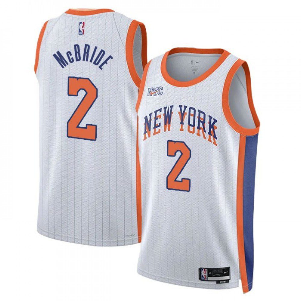 Men's New York Knicks White Edition City Player Basketball Jersey – Miles McBride