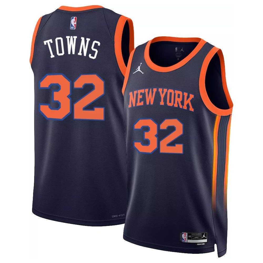 Men's New York Knicks Navy Edition Statement Swingman Basketball Jersey – Karl-Anthony Towns
