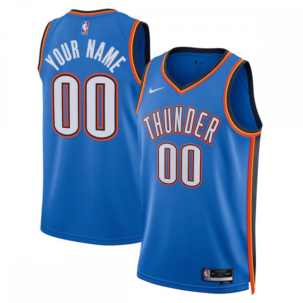 Men's Oklahoma City Thunder Blue Custom Edition Icon Swingman Basketball Jersey