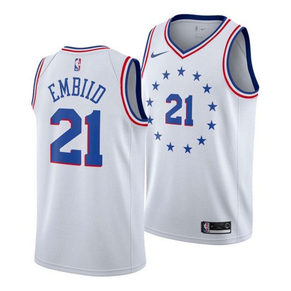 Men's Philadelphia 76ers White Edition City Swingman Basketball Jersey – Joel Embiid