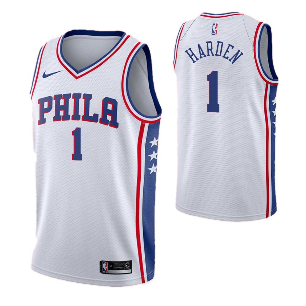 Youth Philadelphia 76ers White Swingman Basketball Jersey – James Harden