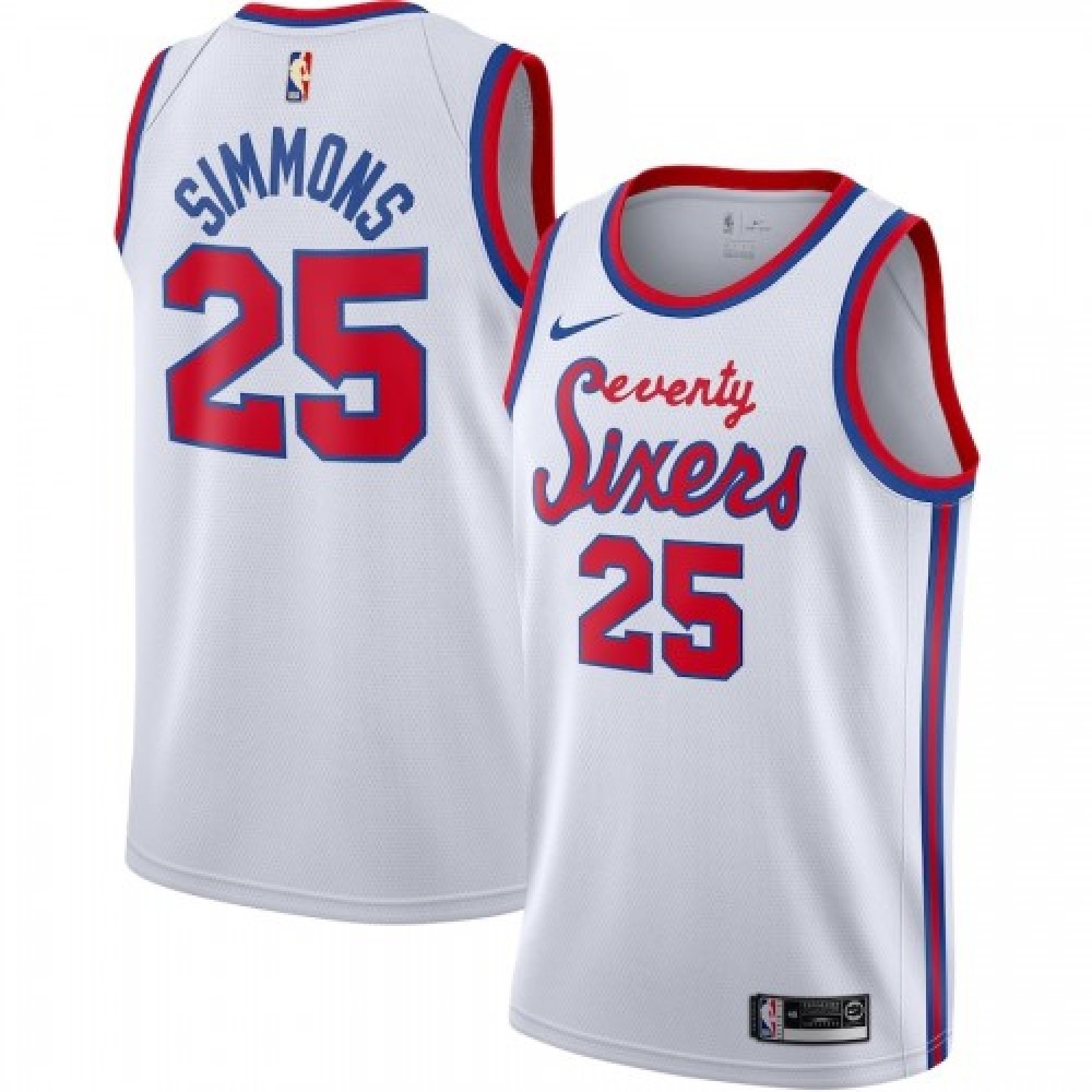 Men's Philadelphia 76ers White Hardwood Classics Swingman Finished Basketball Jersey – Ben Simmons