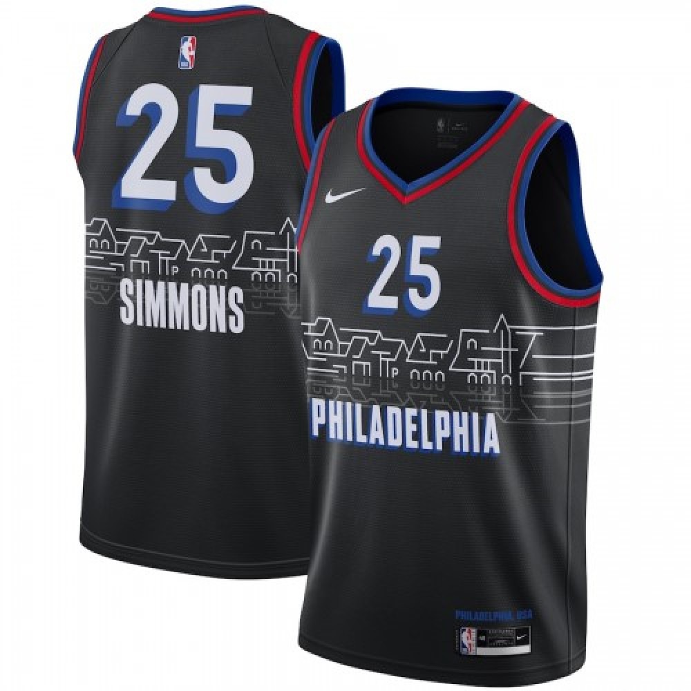 Youth Philadelphia 76ers Black Edition City Player Basketball Jersey – Ben Simmons 25