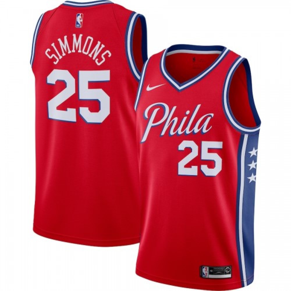 Men's Philadelphia 76ers Red Edition Statement Swingman Basketball Jersey – Ben Simmons