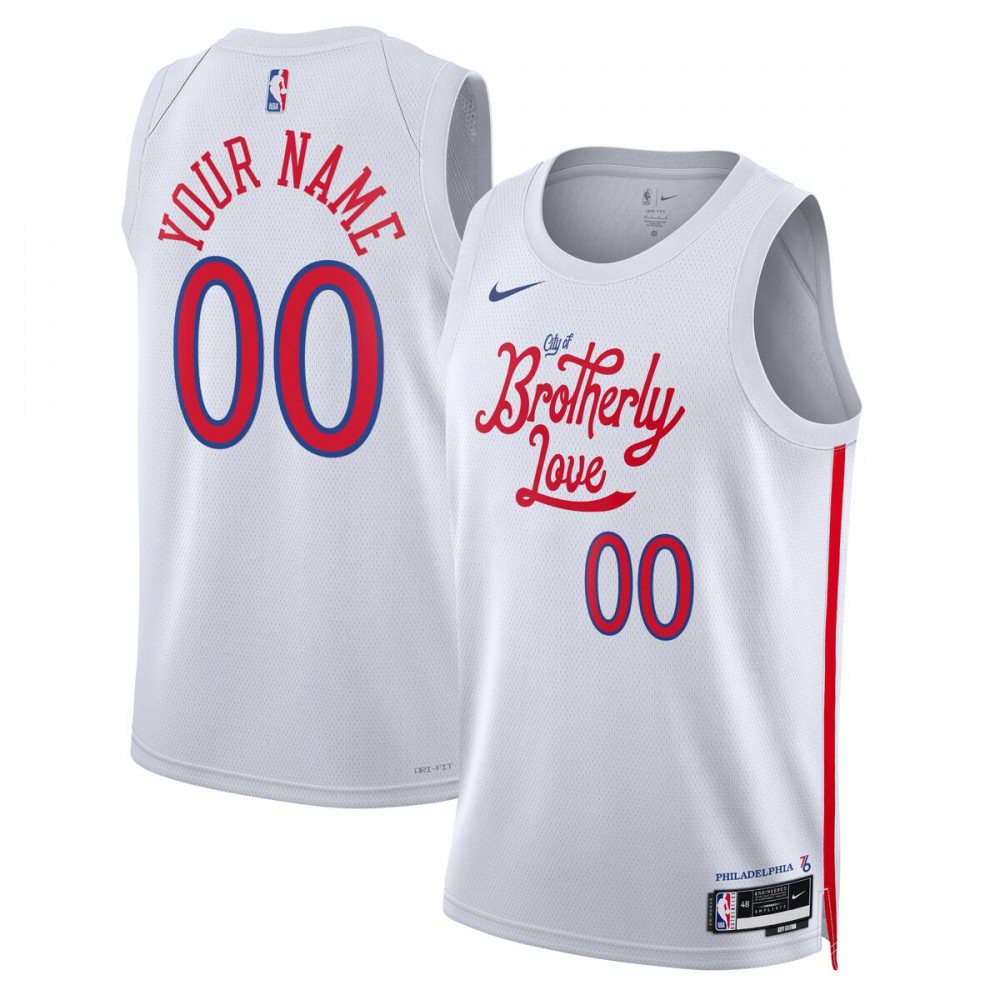 Youth Philadelphia 76ers White Custom Edition City Swingman Basketball Jersey