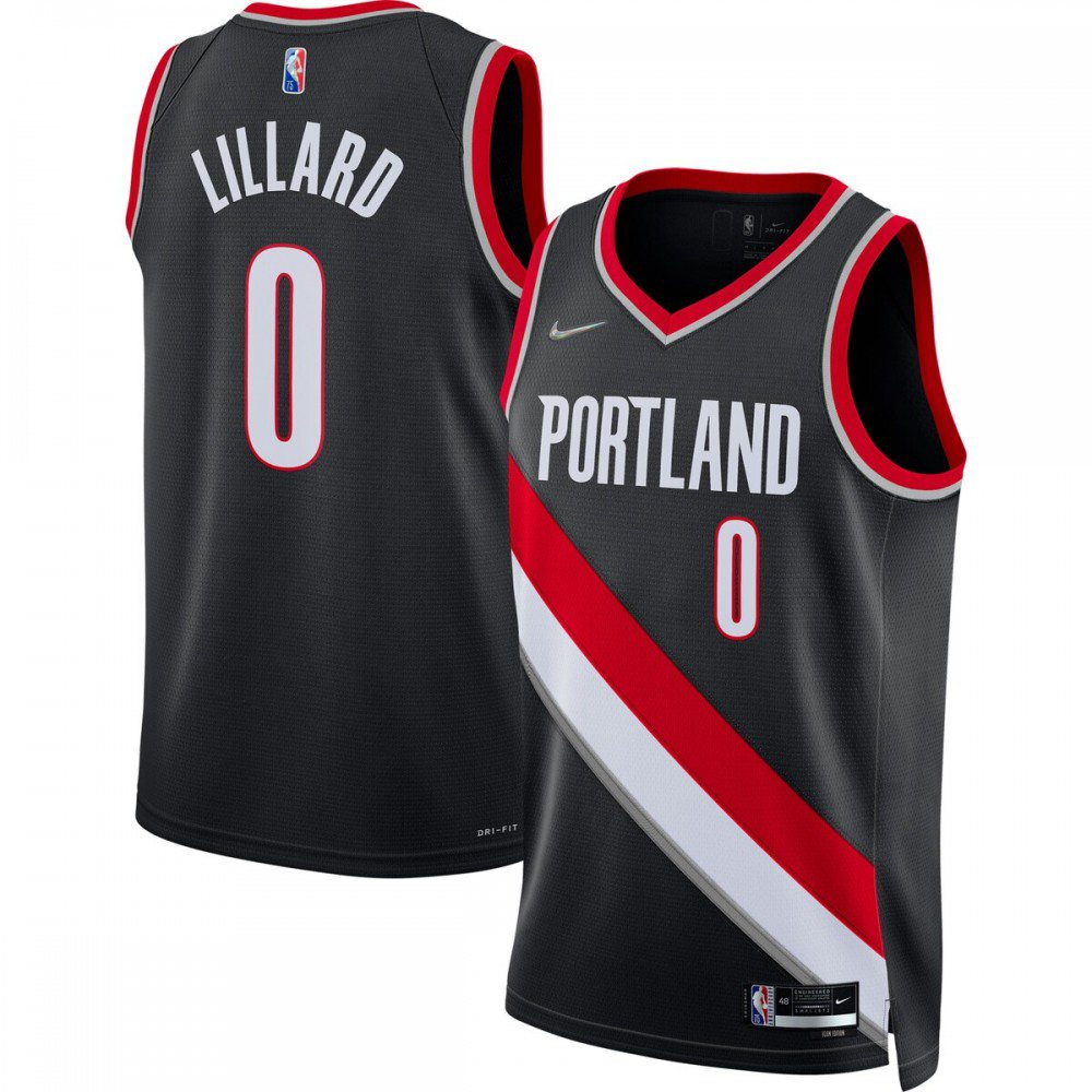 Men's Portland Trail Blazers Black Diamond Edition Icon Swingman Basketball Jersey – Damian Lillard