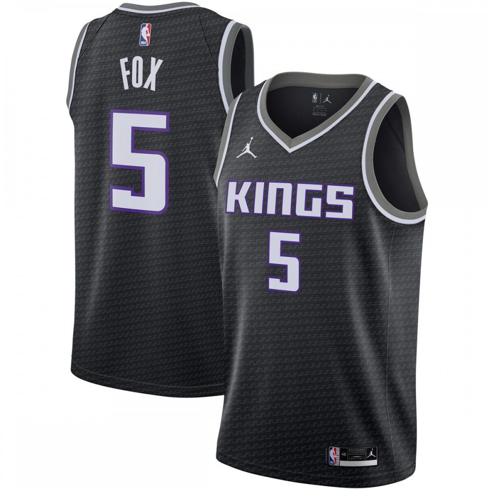 Men's Sacramento Kings Black Edition Statement Swingman Logo Basketball Jersey – De'Aaron Fox