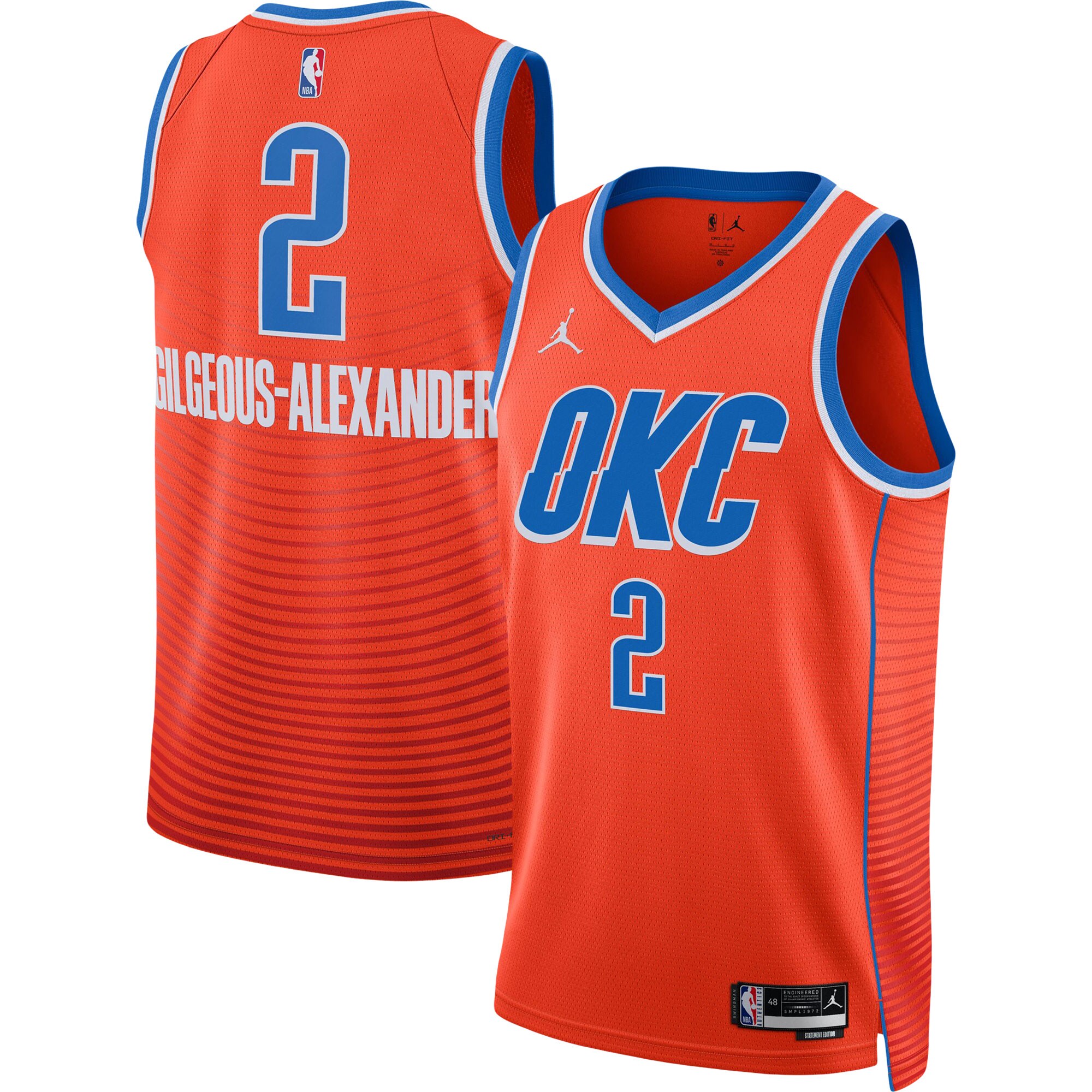 Men's Oklahoma City Thunder Orange Edition Statement Swingman Basketball Jersey – Shai Gilgeous Alexander