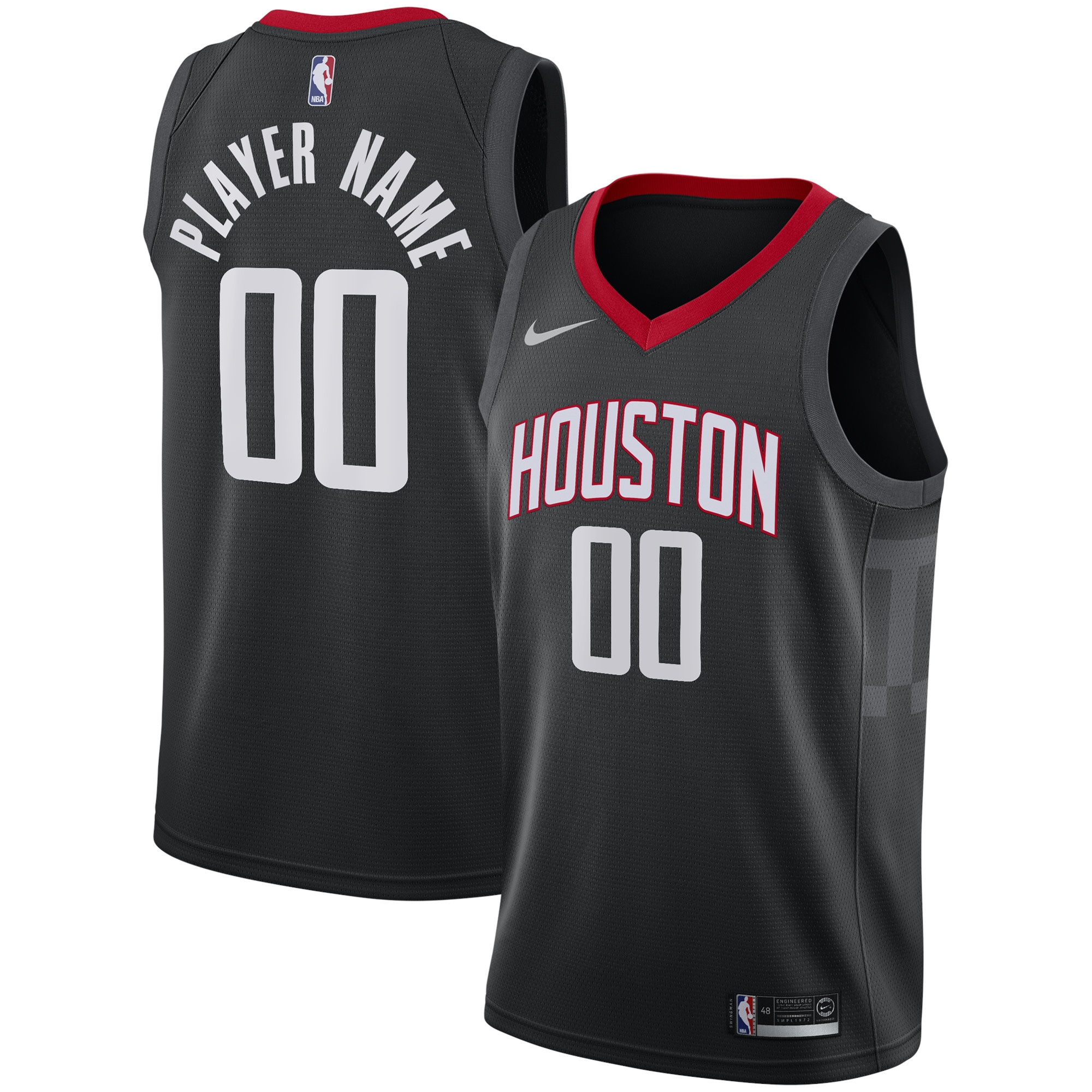 Youth Houston Rockets Black Custom Edition Statement Swingman Basketball Jersey