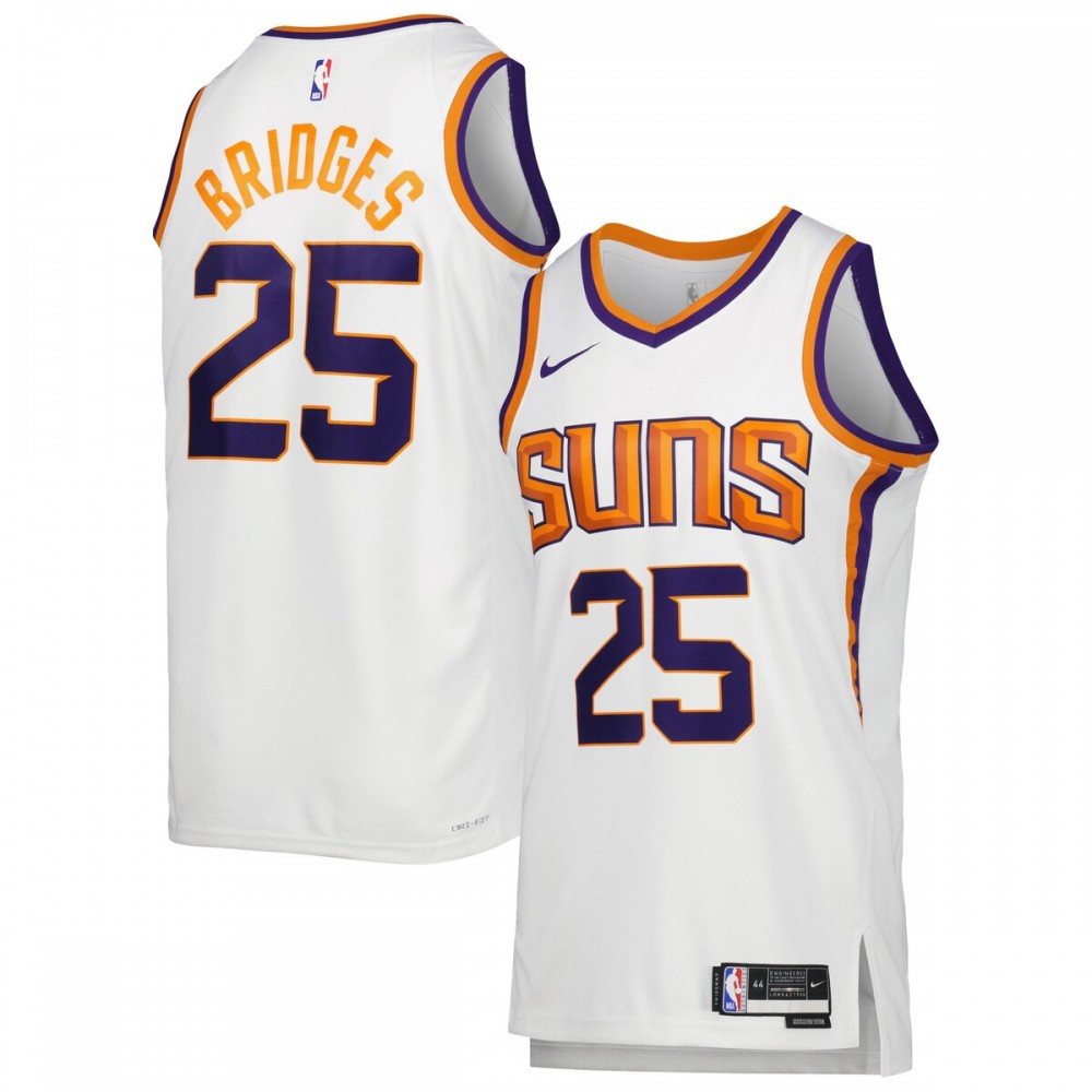 Men's Phoenix Suns White Edition Icon Swingman Basketball Jersey – Mikal Bridges
