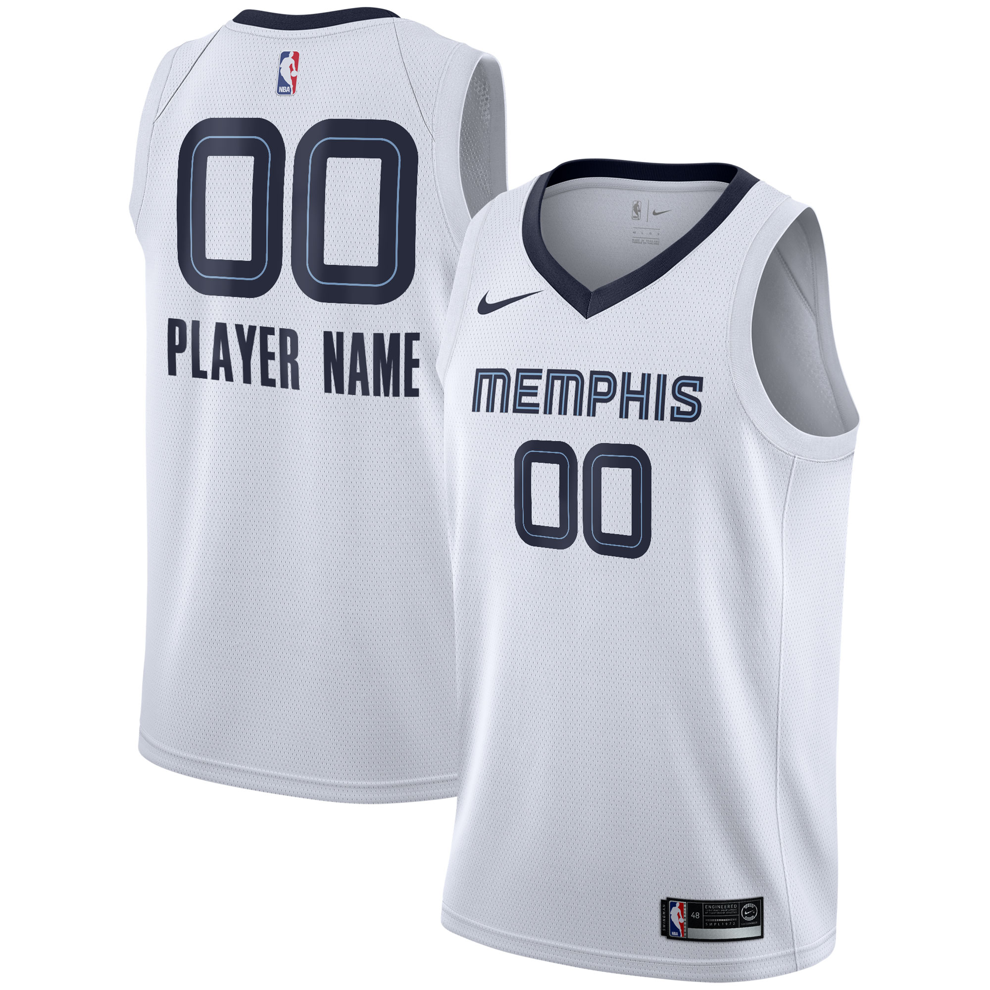 Men's Memphis Grizzlies White Custom Association Edition Swingman Basketball Jersey