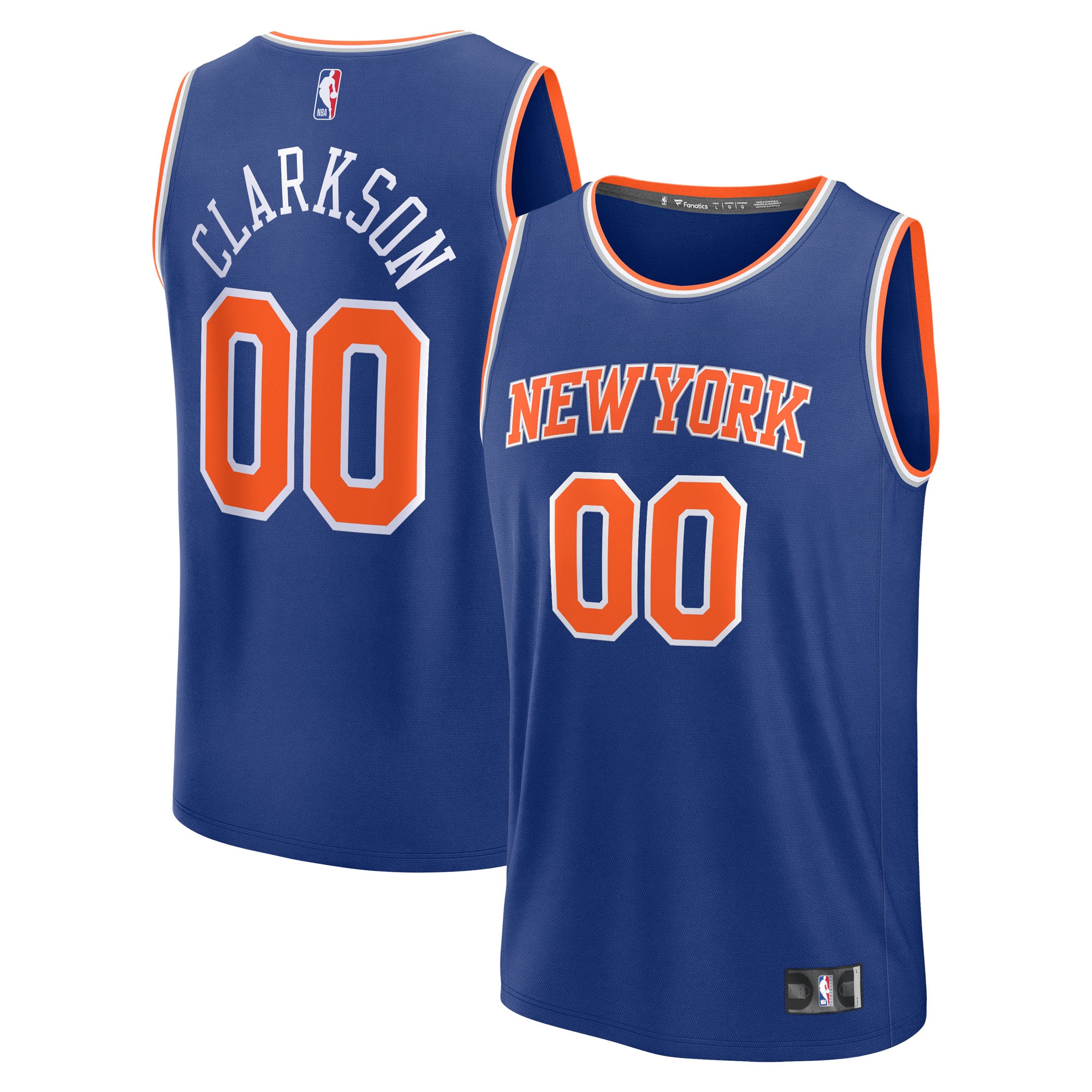 Men's New York Knicks Blue Fast Break Edition Icon Player Basketball Jersey – Jordan Clarkson
