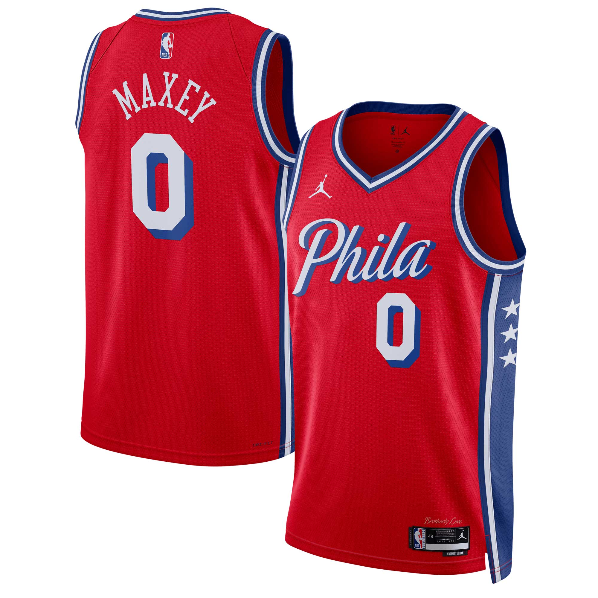 Men's Philadelphia 76ers Red Edition Statement Swingman Basketball Jersey – Tyrese Maxey