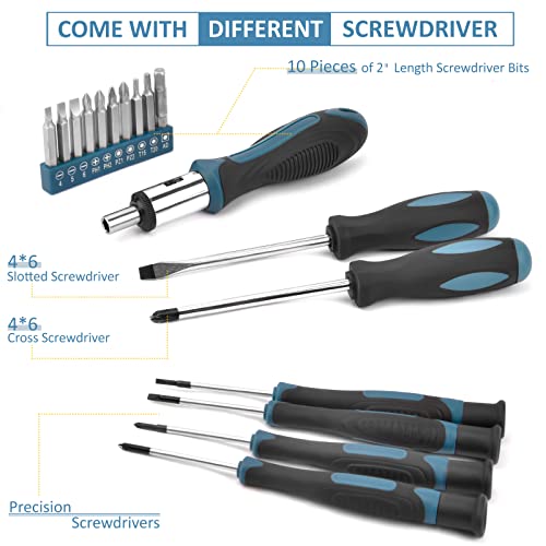 Sundpey 148 Pcs Portable Basic Hand Repair Home Tool Kit Set with Case Blue