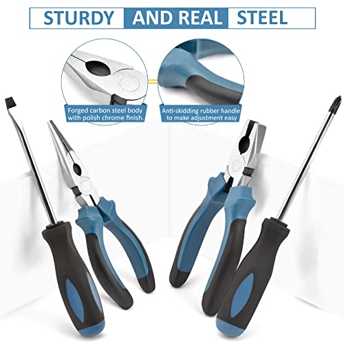 Sundpey 148 Pcs Portable Basic Hand Repair Home Tool Kit Set with Case Blue