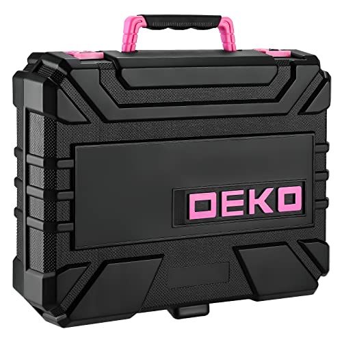 DEKOPRO Drill Set, Home Tool Set with 8V Pink Cordless Drill, Hand Tool Kit for Women, 126 pcs