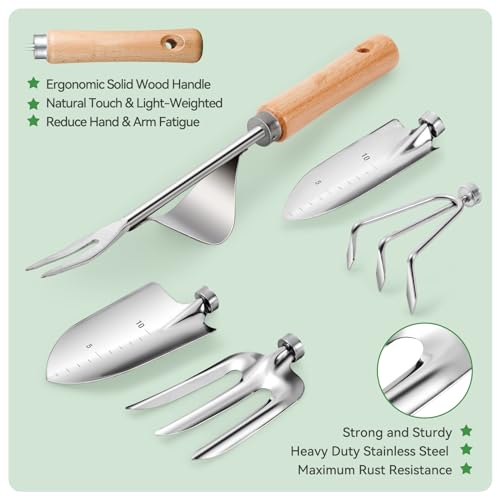 Grenebo Heavy Duty Gardening Tools with Handbag, Gardening Gifts for Women