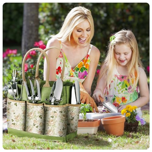 Grenebo Heavy Duty Gardening Tools with Handbag, Gardening Gifts for Women