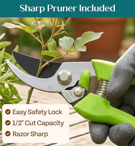 Heavy Duty Gardening Tools - Gardening Gifts for Women, Men, Mom, Dad - Durable, Ergonomic Garden Tools Set (Green)