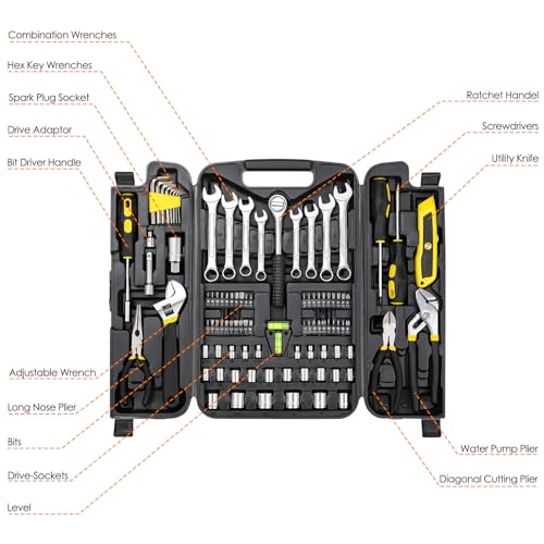TLGREEN 95-Piece Mechanic Tool Set with Storage Case, Yellow