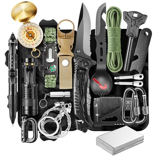 Survival Kit 20-in-1, Emergency Gear for Men: Camping Essentials