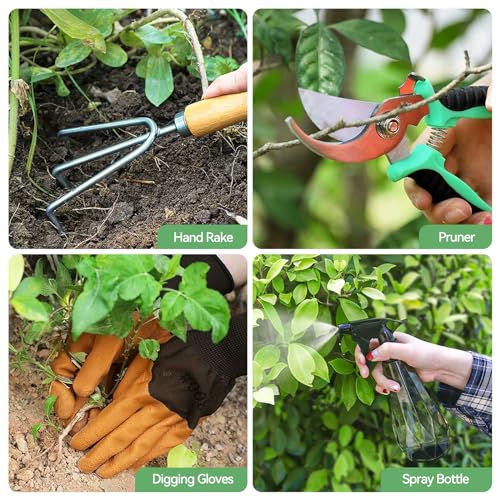 Grenebo Heavy Duty Gardening Tools with Handbag, Gardening Gifts for Women
