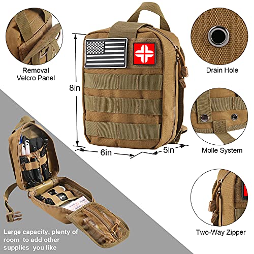 LUXMOM Emergency Survival Kit and First Aid Kit, 142Pcs Professional Survival Gear and Supplies Equipment with Molle Pouch, Gift for Christmas Men Dad Husband Camping Hiking Hunting Outdoor Adventure