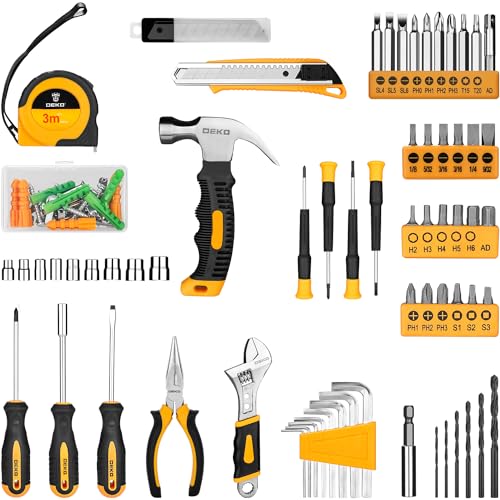DEKOPRO Tool Set：Tool Kit with 8V Cordless Drill,Tool Box with Drill,Hand Drill Set for Men & Women,Home Tool Kits for House Repair,Handyman,DIY 126 Piece