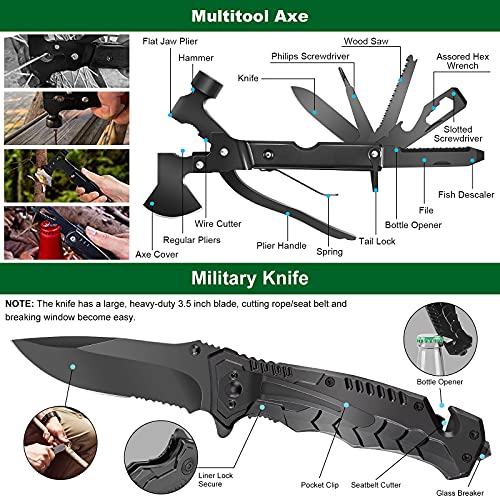 LUXMOM Emergency Survival Kit and First Aid Kit, 142Pcs Professional Survival Gear and Supplies Equipment with Molle Pouch, Gift for Christmas Men Dad Husband Camping Hiking Hunting Outdoor Adventure