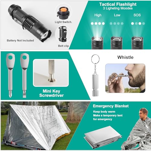 Survival Kit 20-in-1, Emergency Gear for Men: Camping Essentials