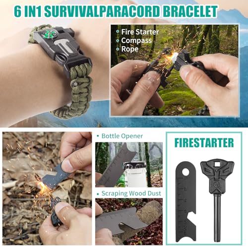 Survival Kit 20-in-1, Emergency Gear for Men: Camping Essentials