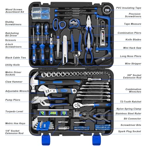 Prostormer 259-Piece Tool Kit, General Household Hand Tool Set, Blue