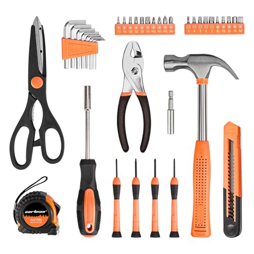 CARTMAN 39-Piece Household Tool Set, Orange Hand Kit With Storage Case