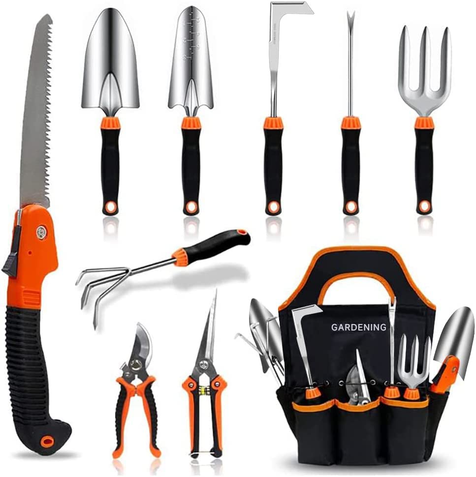 Garden Tool Set, 10 PCS Stainless Steel Heavy Duty