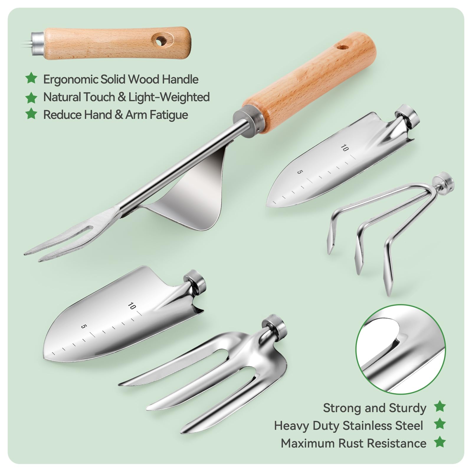 Grenebo Heavy Duty Gardening Tools with Handbag, Gardening Gifts for Women