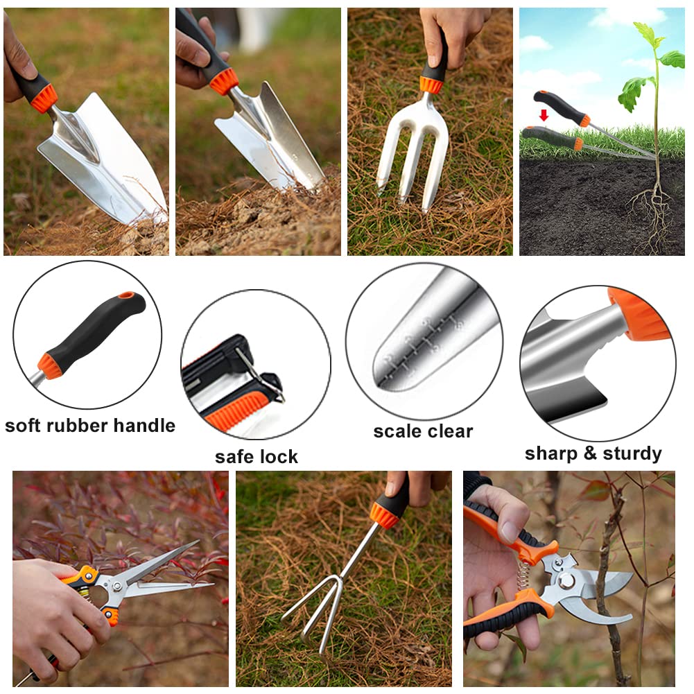 Garden Tool Set, 10 PCS Stainless Steel Heavy Duty