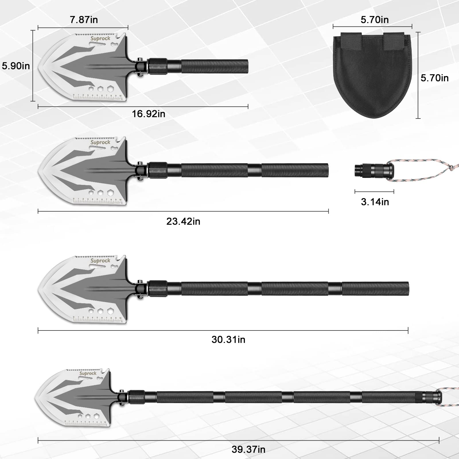 Survival Shovel High Carbon Steel Tactical Shovel Axe Folding Entrenching Tool Camping Hiking Shovel Carrying Pouch Car Emergency Survival Gear
