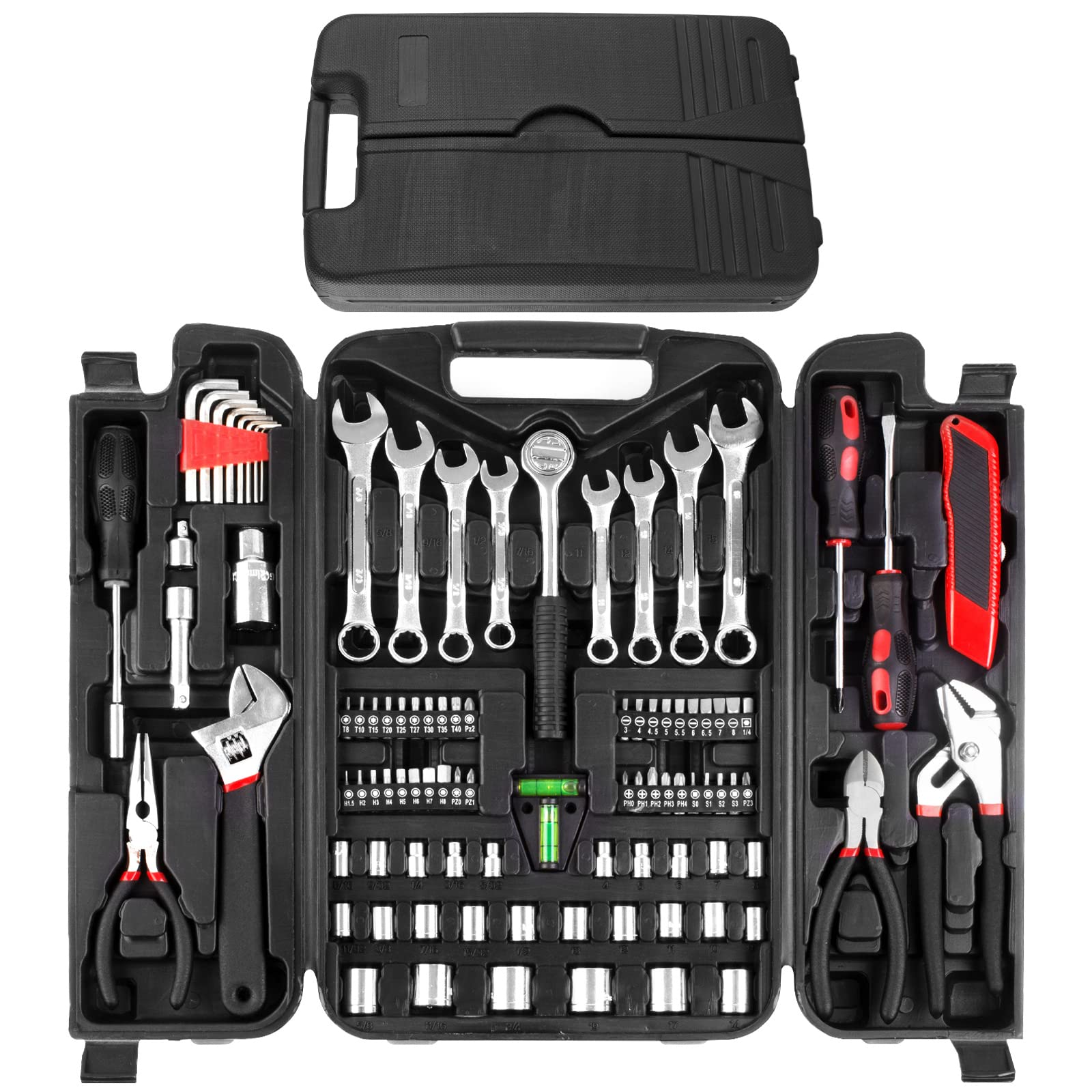 TLGREEN 95-Piece Car Tool Kit with Storage Case, Red