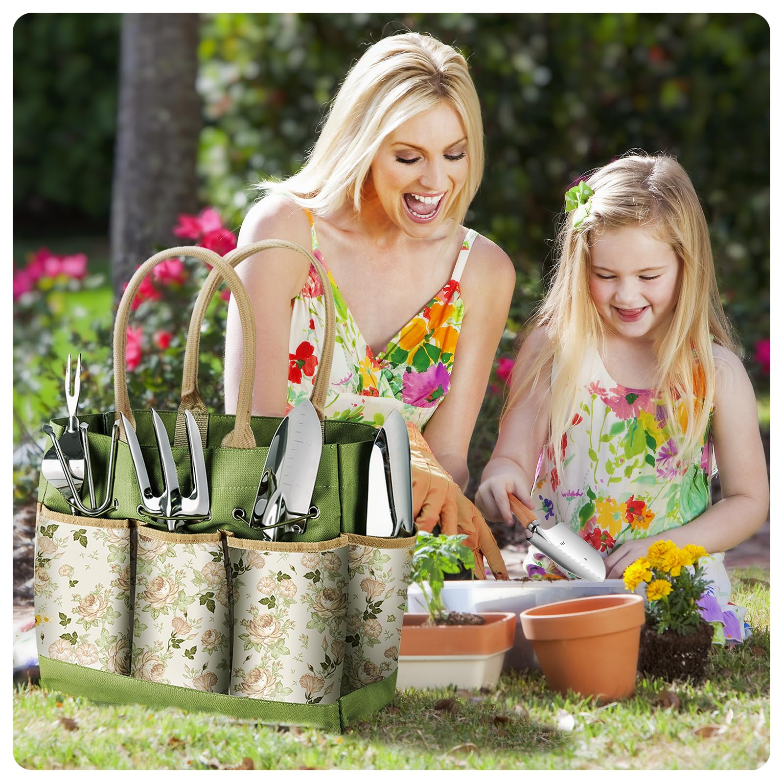 Grenebo Heavy Duty Gardening Tools with Handbag, Gardening Gifts for Women