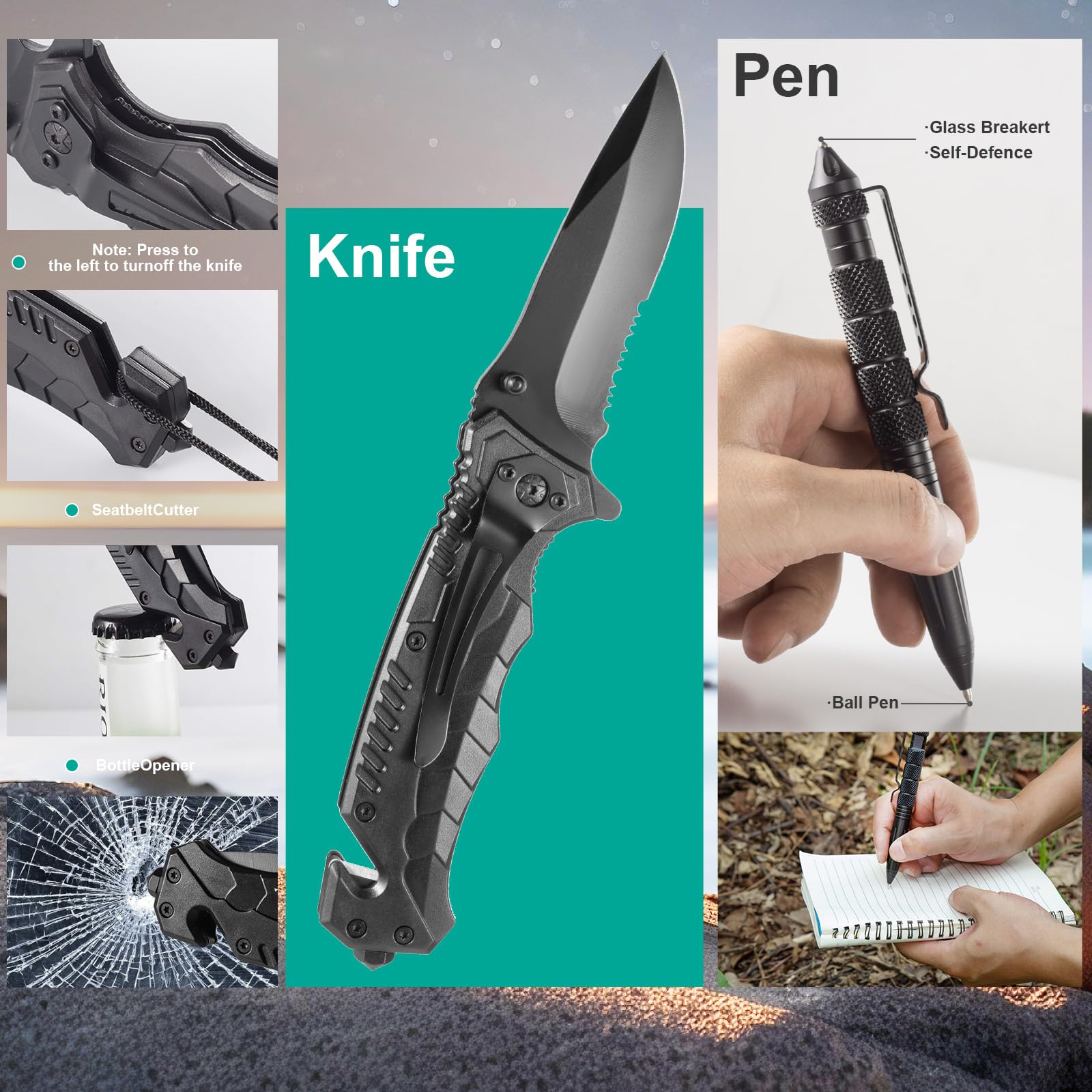 Survival Kit 20-in-1, Emergency Gear for Men: Camping Essentials