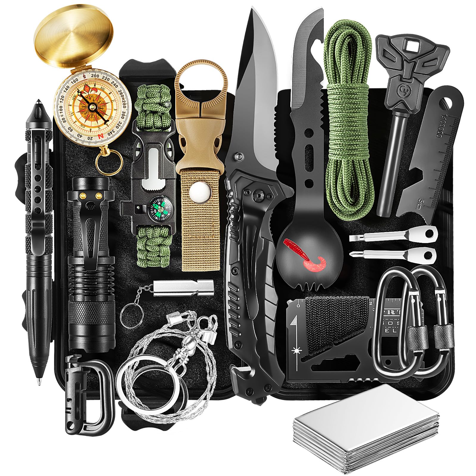 Survival Kit 20-in-1, Emergency Gear for Men: Camping Essentials