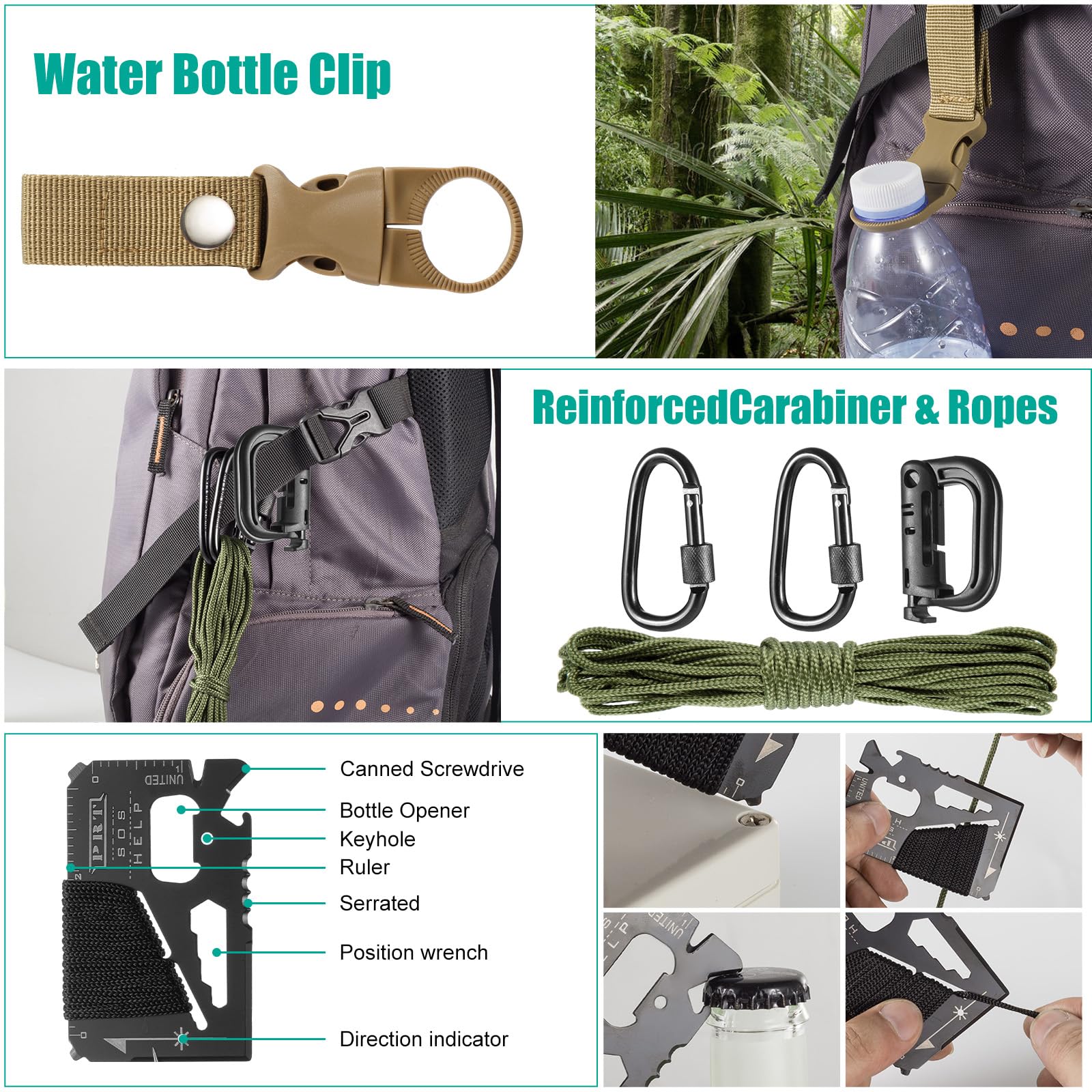 Survival Kit 20-in-1, Emergency Gear for Men: Camping Essentials